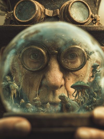 Steampunk Gnome Portrait Print. poster