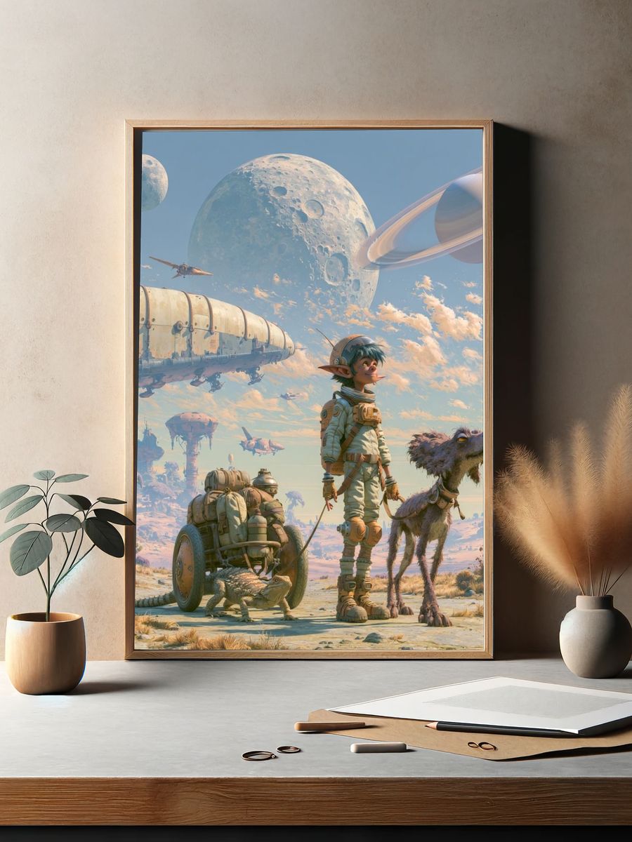 Alien Explorer — Sci-Fi Illustration Print. — room view 2