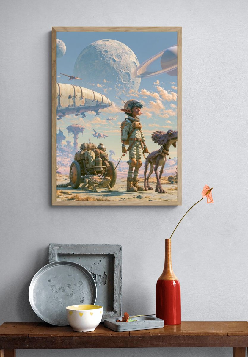 Alien Explorer — Sci-Fi Illustration Print. — room view 3