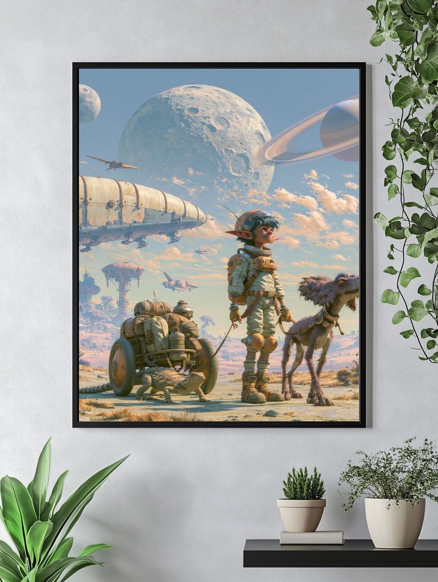 Alien Explorer — Sci-Fi Illustration Print. — room view 4