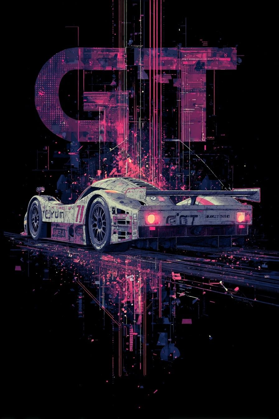 GT Racing Neon Digital Art Poster. poster — illustration art