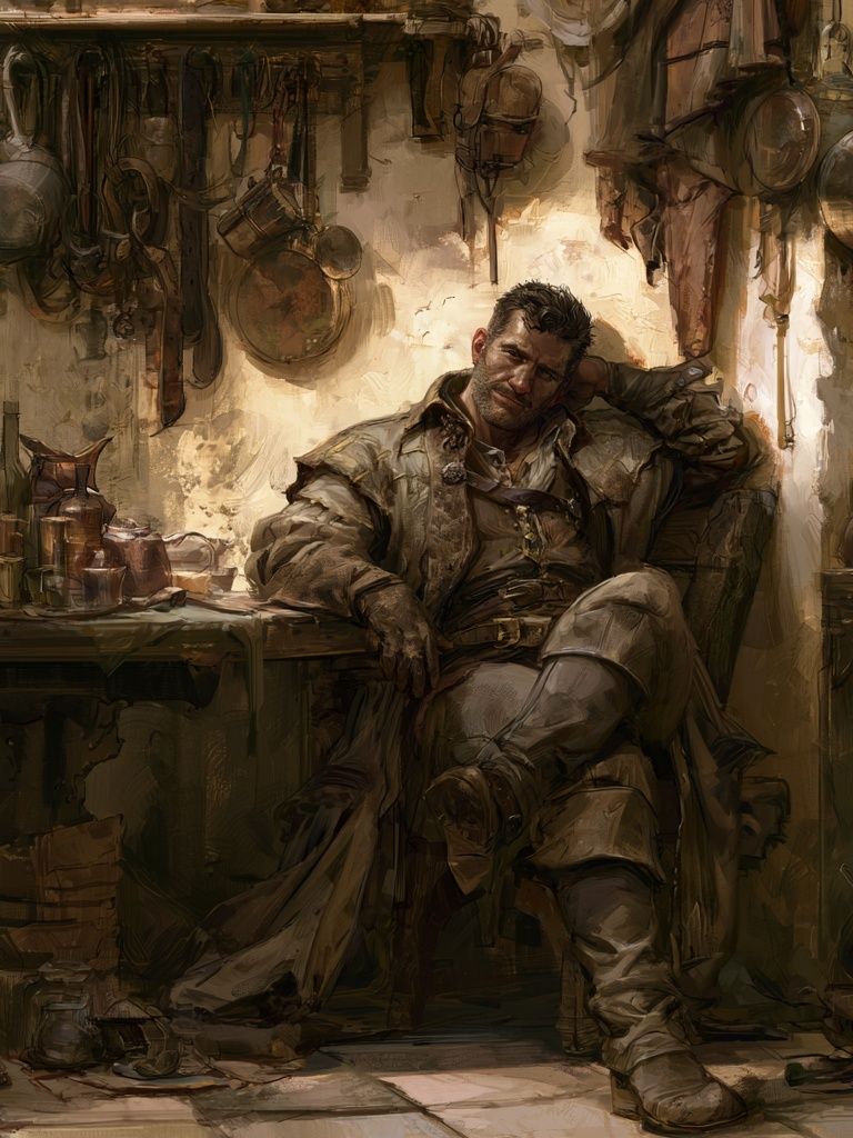 Brooding Tavern Man Illustration Poster. poster detail