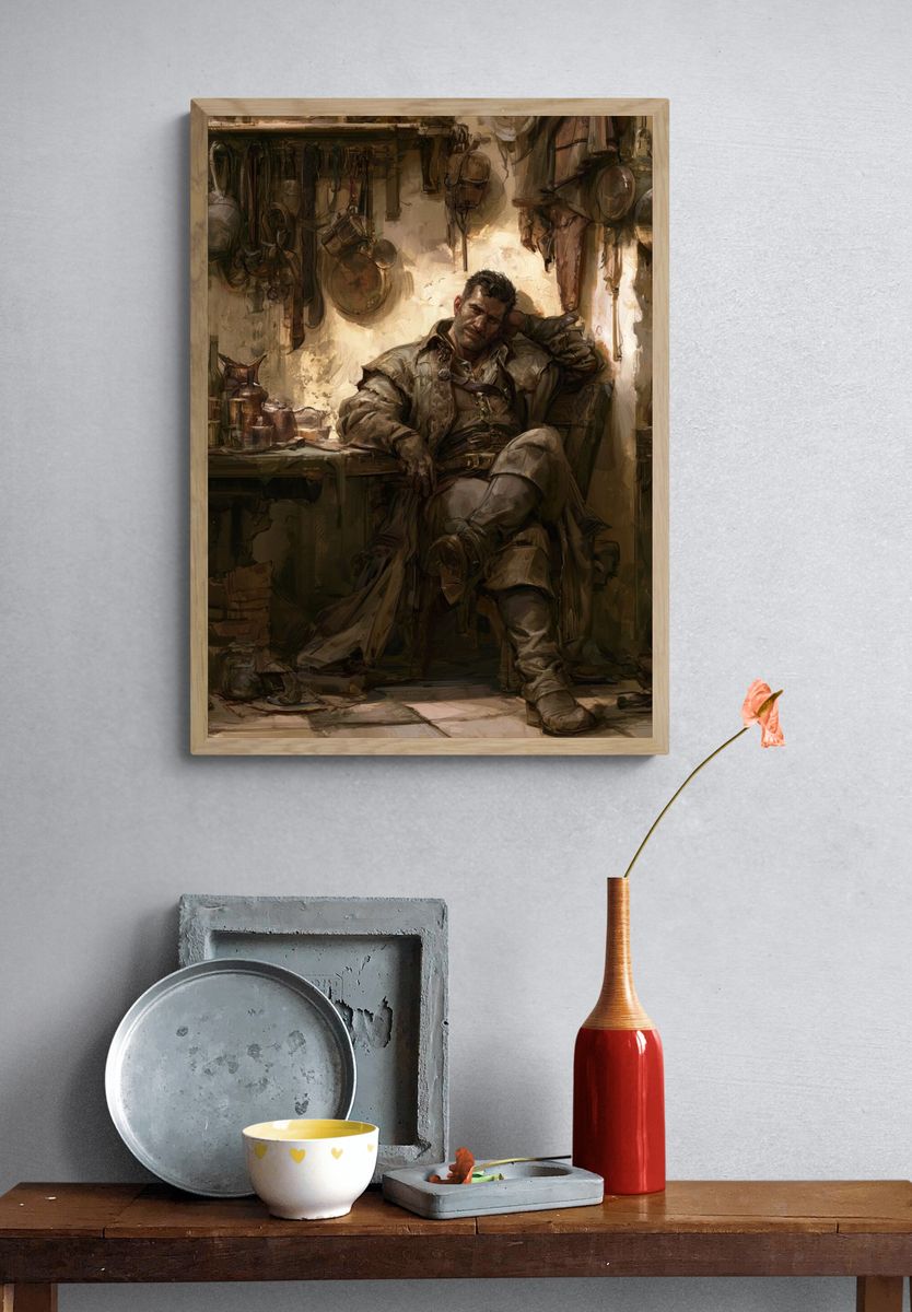 Brooding Tavern Man Illustration Poster. — room view 3
