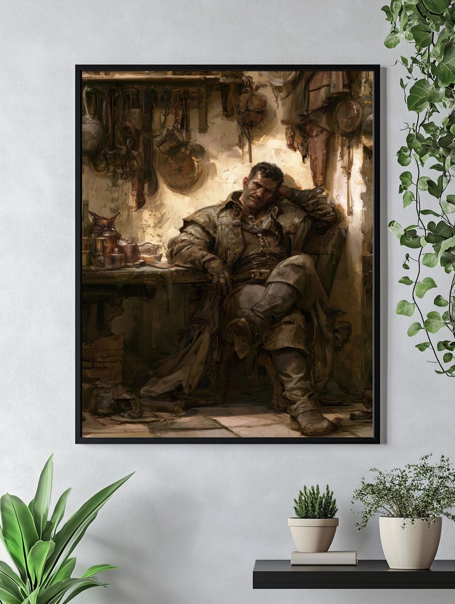 Brooding Tavern Man Illustration Poster. — room view 4
