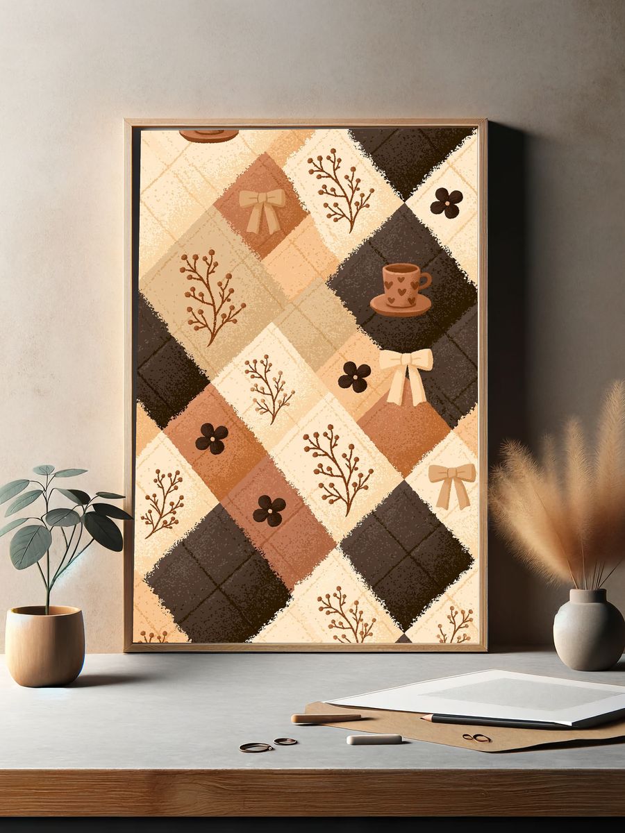 Cozy Boho Patchwork Poster. — room view 2