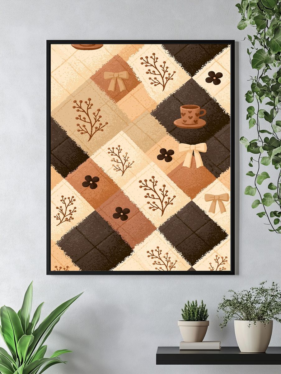 Cozy Boho Patchwork Poster. — room view 4