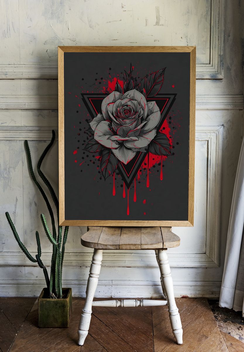 Gothic Rose Triangle Poster. — room view 1
