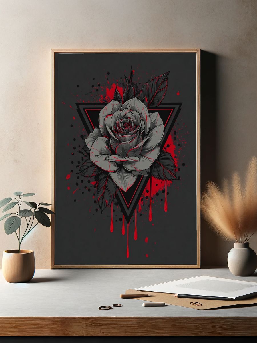 Gothic Rose Triangle Poster. — room view 2
