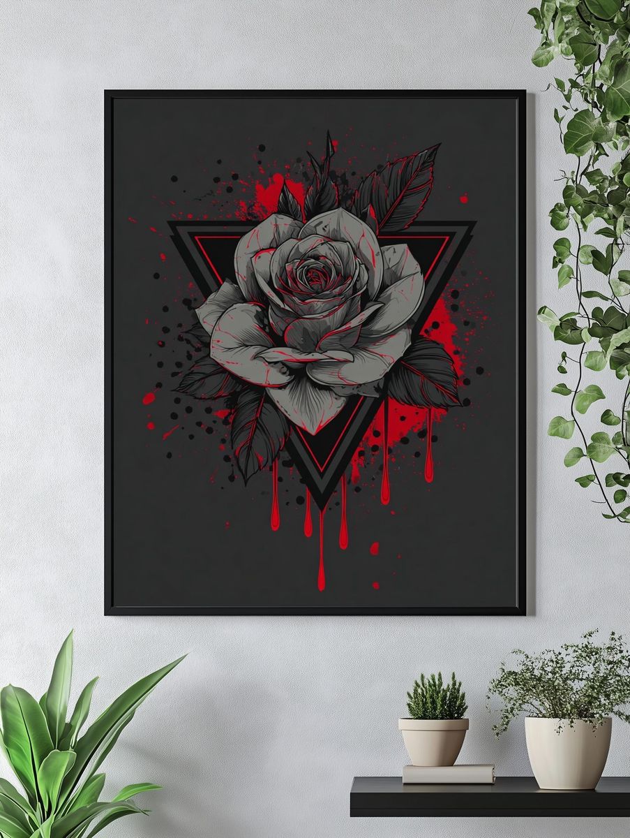 Gothic Rose Triangle Poster. — room view 4