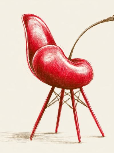 Red Chair Sketch Illustration Poster. poster