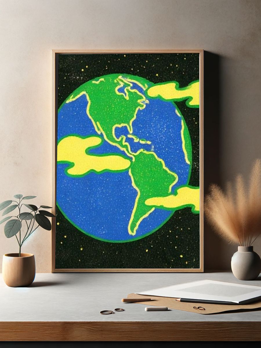 Earth in Space Illustration Poster. — room view 2