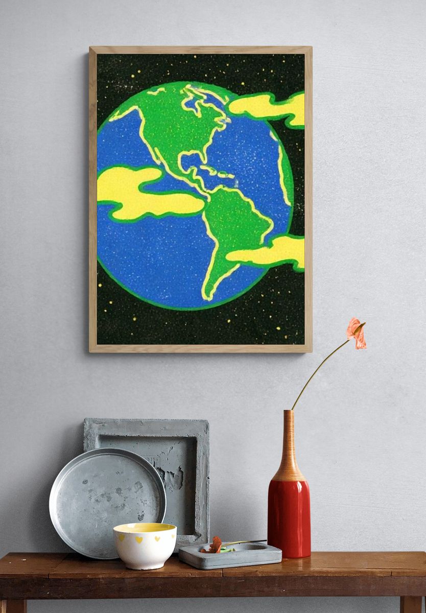 Earth in Space Illustration Poster. — room view 3
