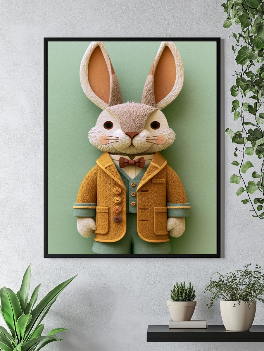 Dapper Rabbit Illustration Poster. — room view 4