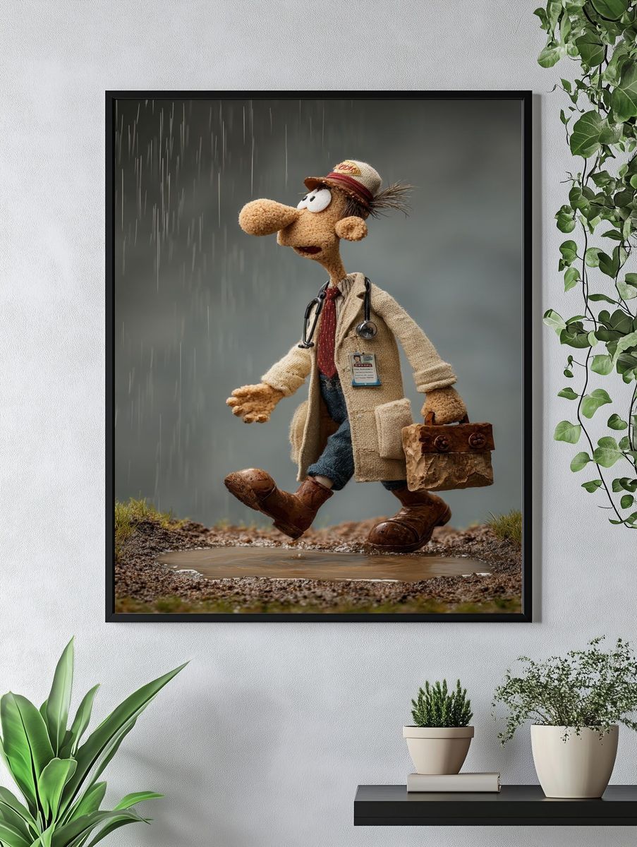 Rainy Doctor Puppet Illustration Poster. — room view 4