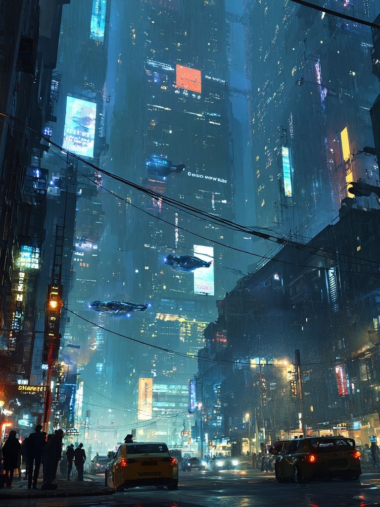 Neon Cyberpunk Cityscape Poster. poster detail