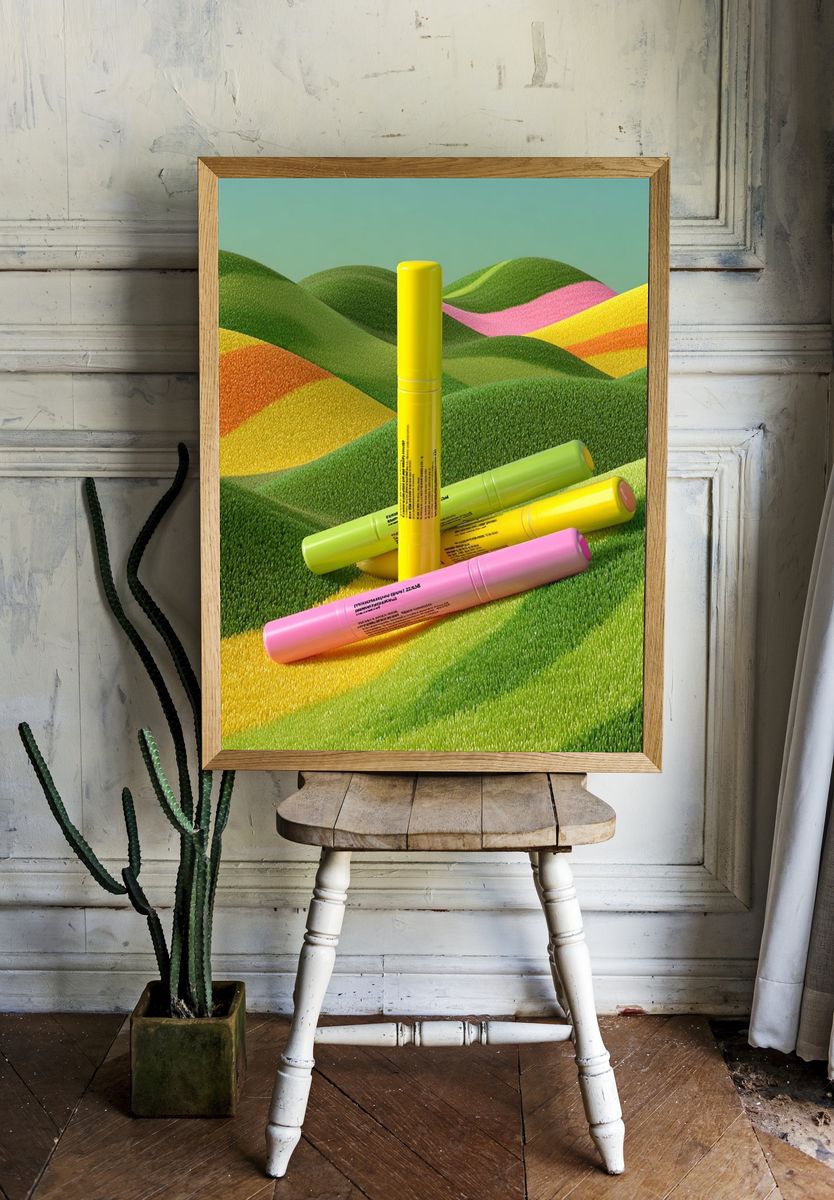 Neon Hills Illustration Poster. — room view 1