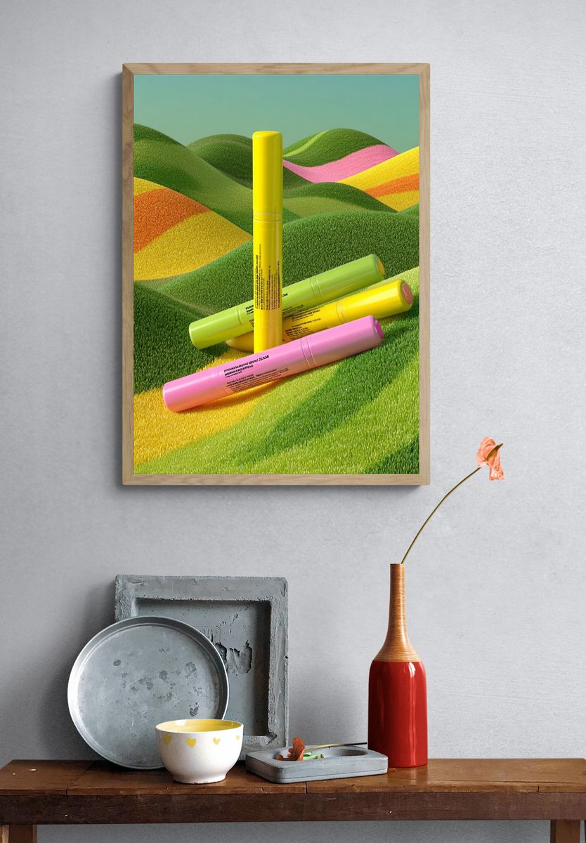 Neon Hills Illustration Poster. — room view 3