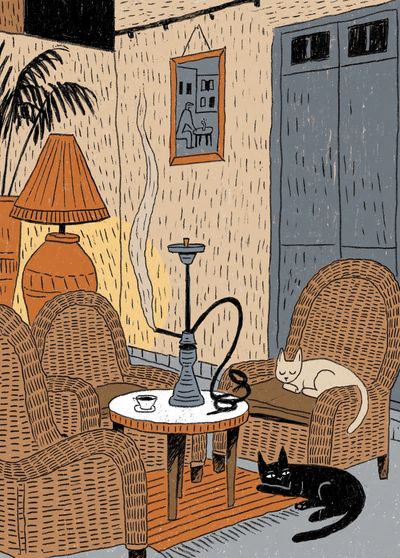 Cozy Cat Interior Illustration Poster. poster