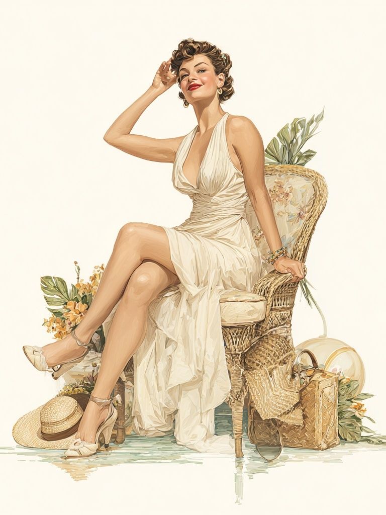Vintage Glamour Woman Illustration Poster. poster detail