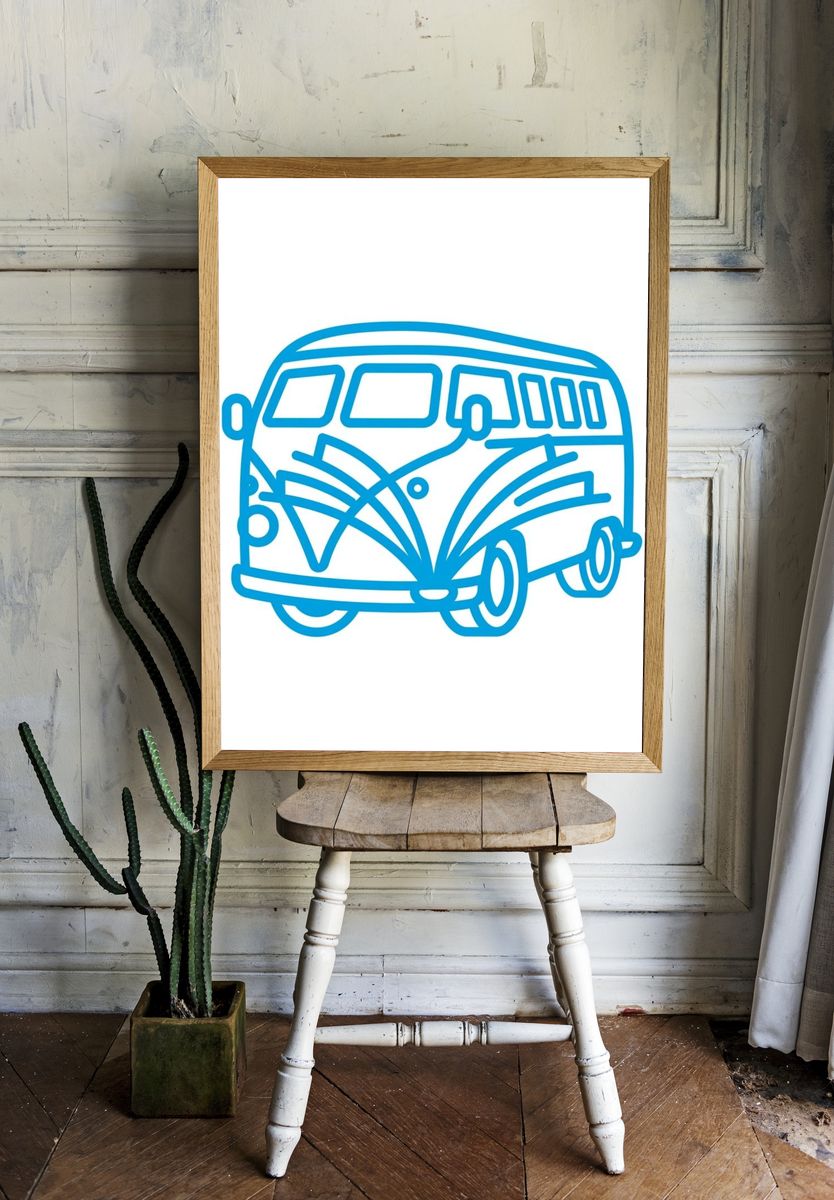 VW Bus Line Art Poster. — room view 1