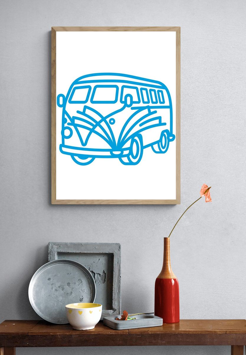 VW Bus Line Art Poster. — room view 3