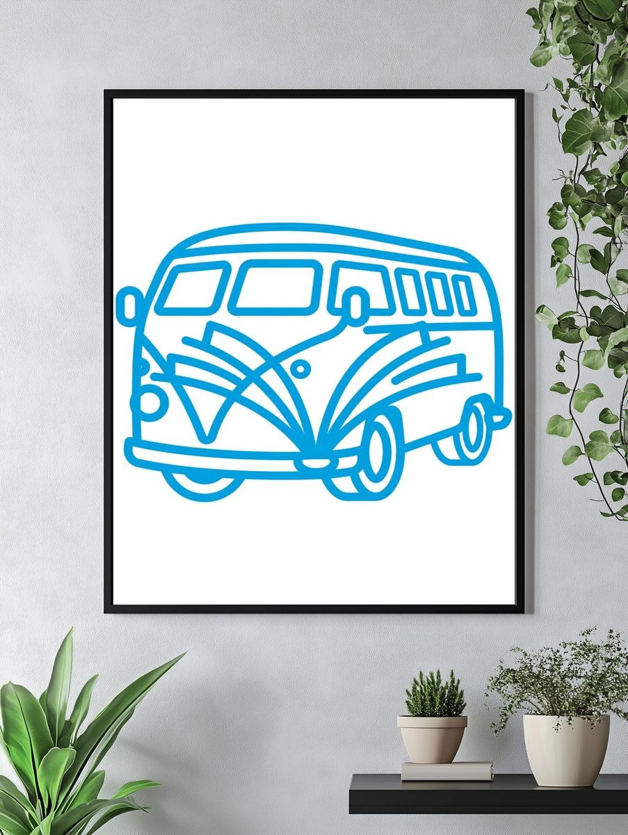 VW Bus Line Art Poster. — room view 4