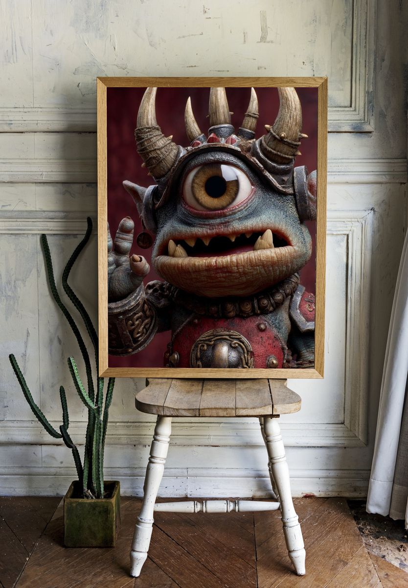 Cyclops Goblin Fantasy Illustration Poster. — room view 1