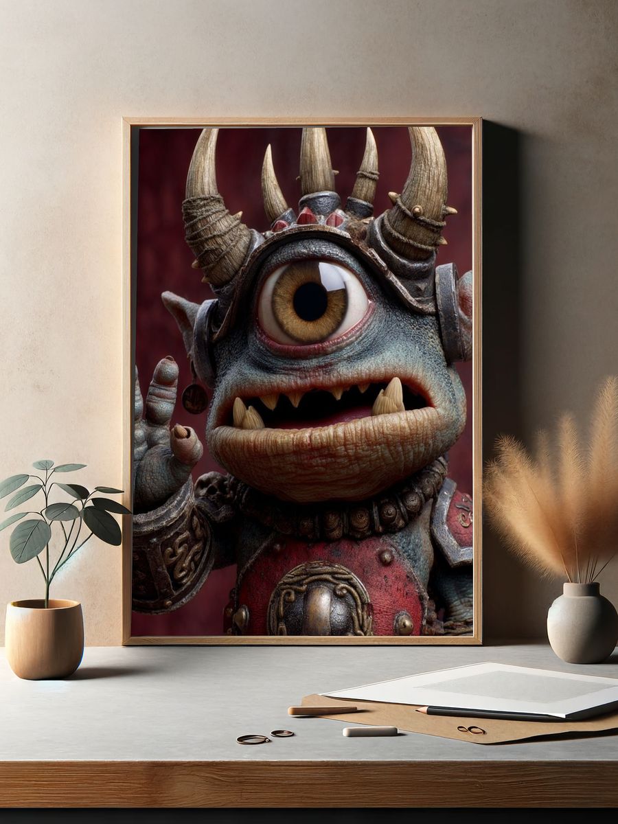 Cyclops Goblin Fantasy Illustration Poster. — room view 2