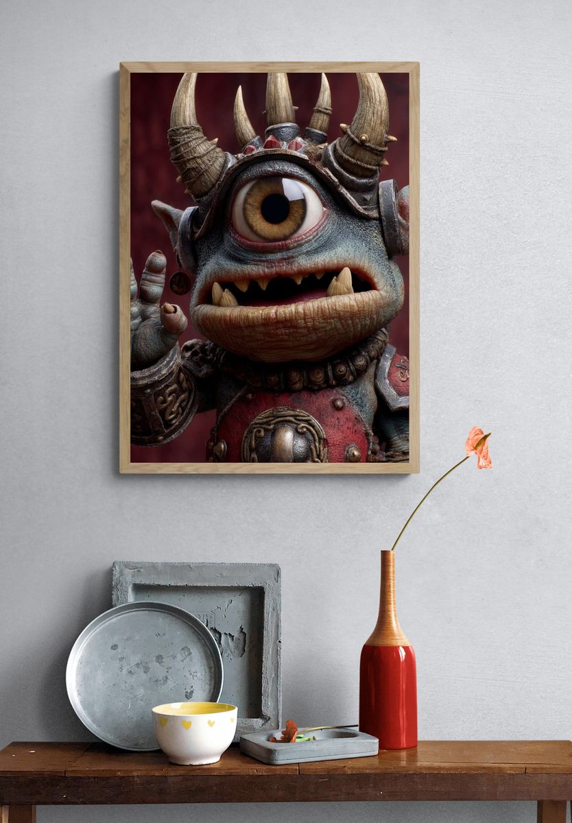 Cyclops Goblin Fantasy Illustration Poster. — room view 3