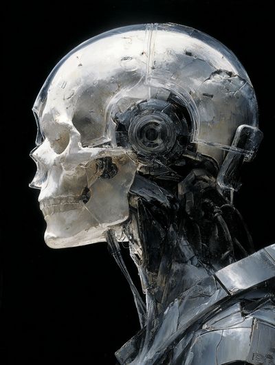 Cybernetic Skull Portrait Print. poster print
