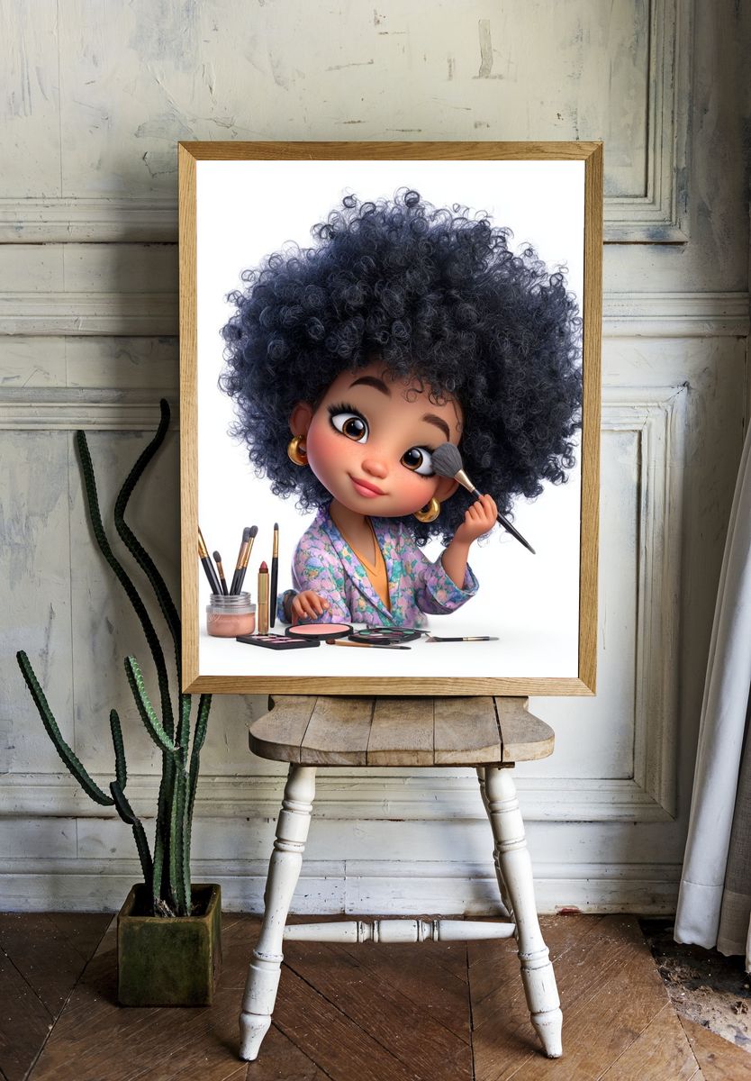 Cute Makeup Doll Illustration Poster. — room view 1