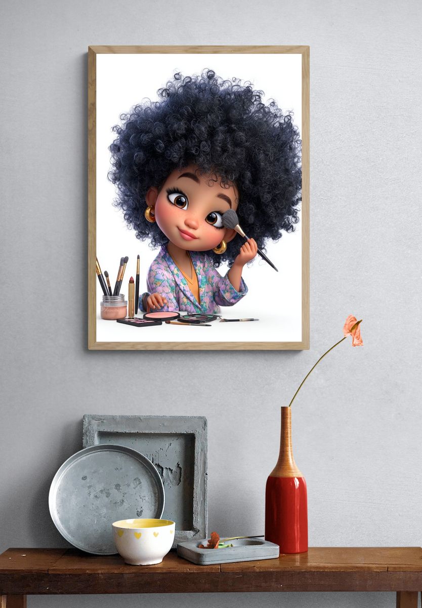 Cute Makeup Doll Illustration Poster. — room view 3
