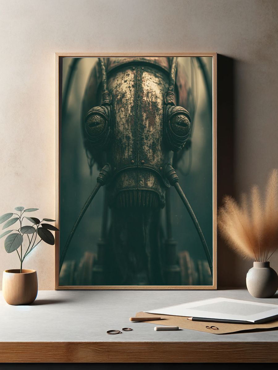 Steampunk Insect Portrait Print. — room view 2
