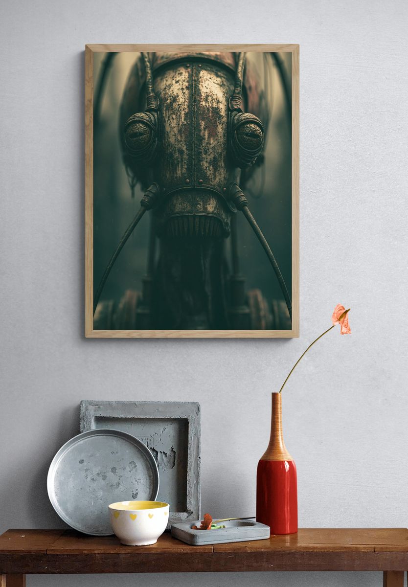 Steampunk Insect Portrait Print. — room view 3