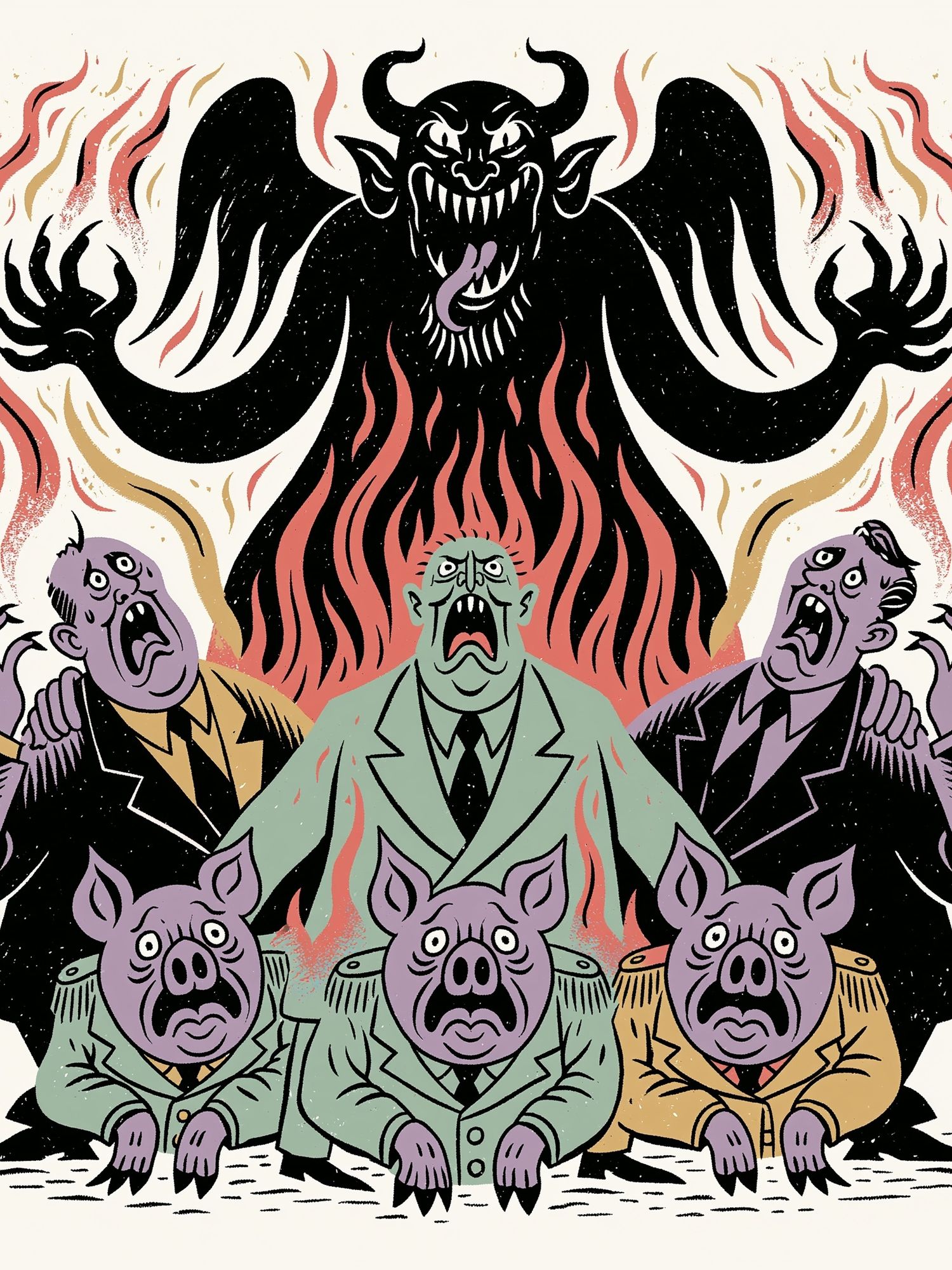 Monster Pig Choir Illustration Poster. poster detail