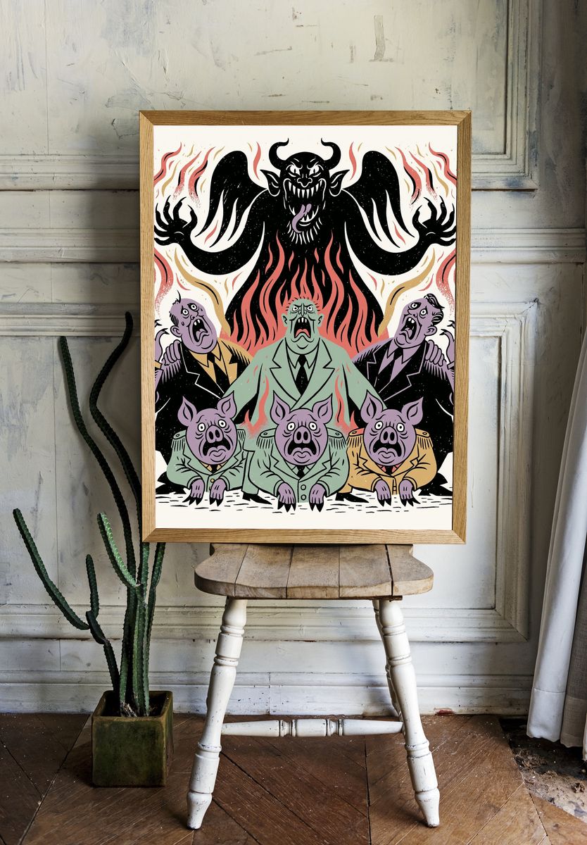 Monster Pig Choir Illustration Poster. — room view 1