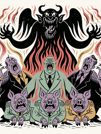 Monster Pig Choir Illustration Poster. poster