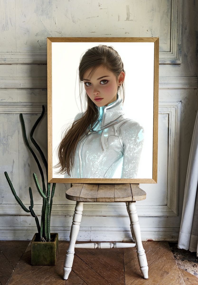 Futuristic Portrait Digital Art Poster. — room view 1