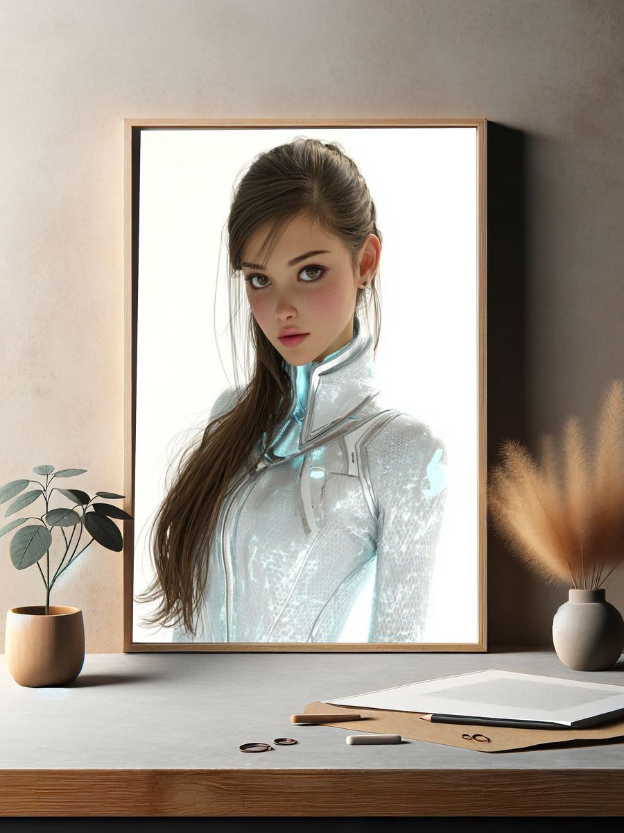 Futuristic Portrait Digital Art Poster. — room view 2