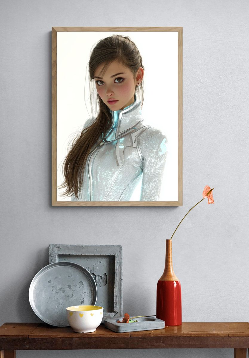 Futuristic Portrait Digital Art Poster. — room view 3