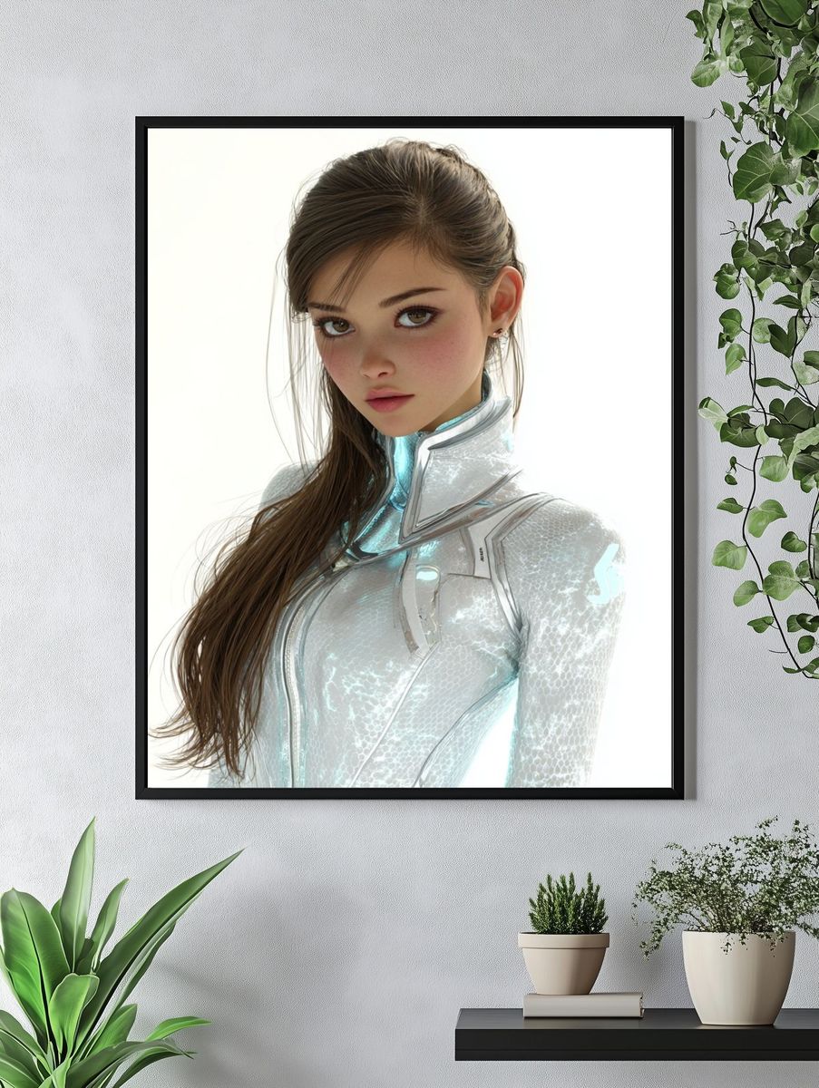 Futuristic Portrait Digital Art Poster. — room view 4