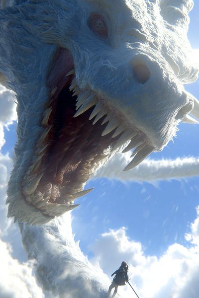 Dragon in the Clouds Fantasy Print. poster