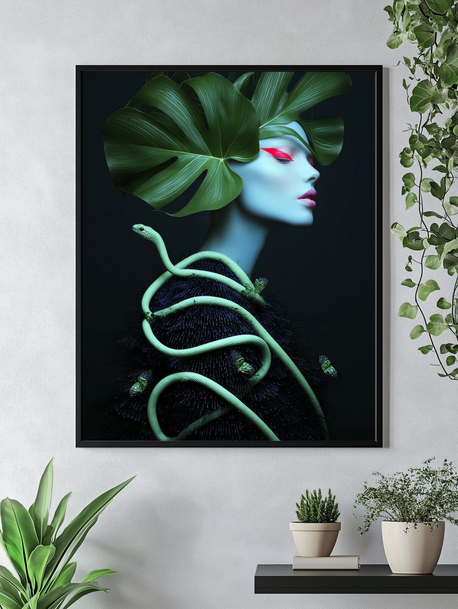 Botanical Serpent Portrait Print. — room view 4