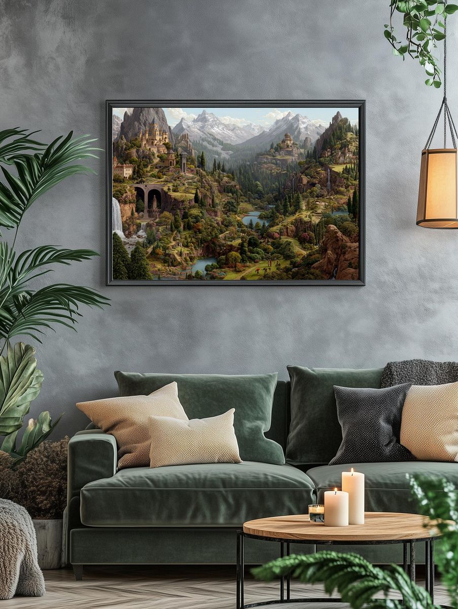 Fantasy Mountain Kingdom Poster. — room view 4