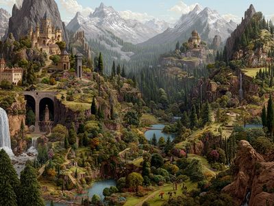 Fantasy Mountain Kingdom Poster. poster print