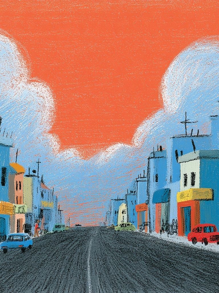 Colorful City Street Illustration Poster. poster — illustration art