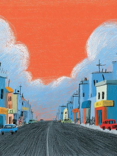 Colorful City Street Illustration Poster. poster print
