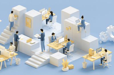 Modern Office Workflow Illustration Poster. poster print
