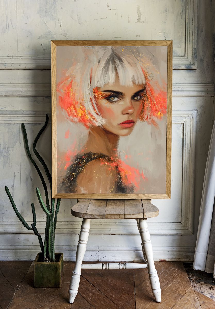 Futuristic Portrait Illustration Poster. — room view 1