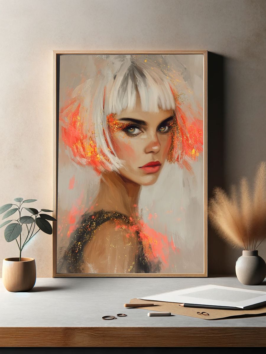 Futuristic Portrait Illustration Poster. — room view 2